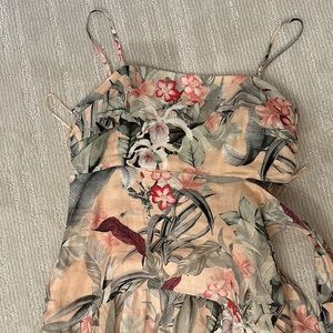 Floral cut out side pink dress